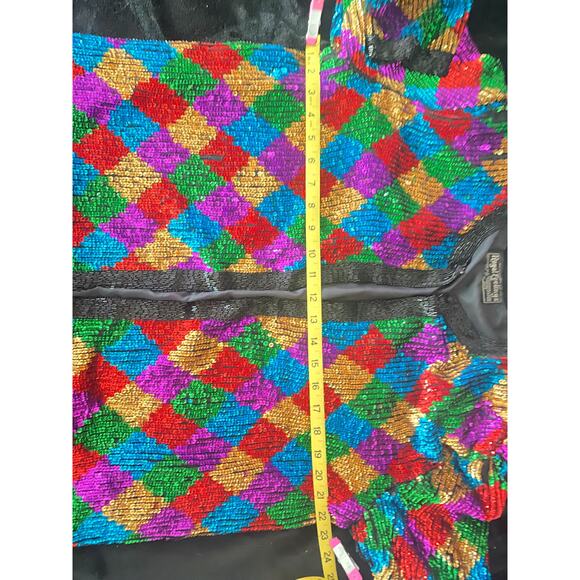 Vintage Royal Feelings Rainbow Sequin Jacket 100% Silk XL - Picture 5 of 5